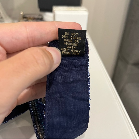 Vintage navy blue beaded belt - Picture 4 of 8